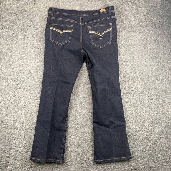 Jordache Womens 16 1/2 Plus Bootcut Jeans Dark Wash Glitter‎ Sparkle Denim - Picture 7 of 8